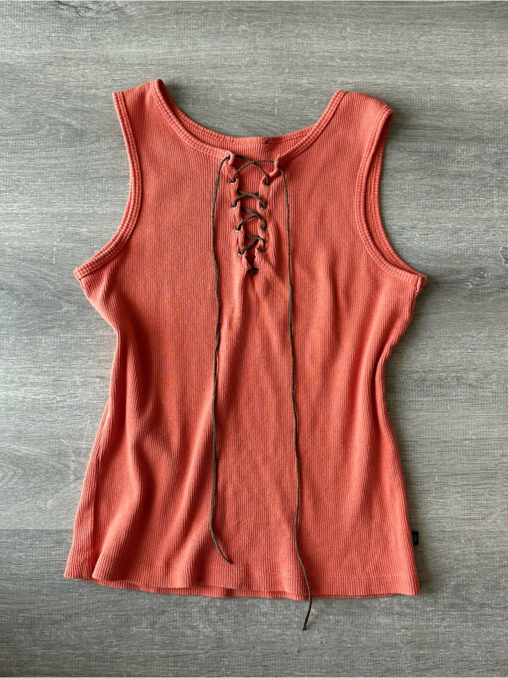 Y2K Orange Lace-Up Ribbed Tank Top